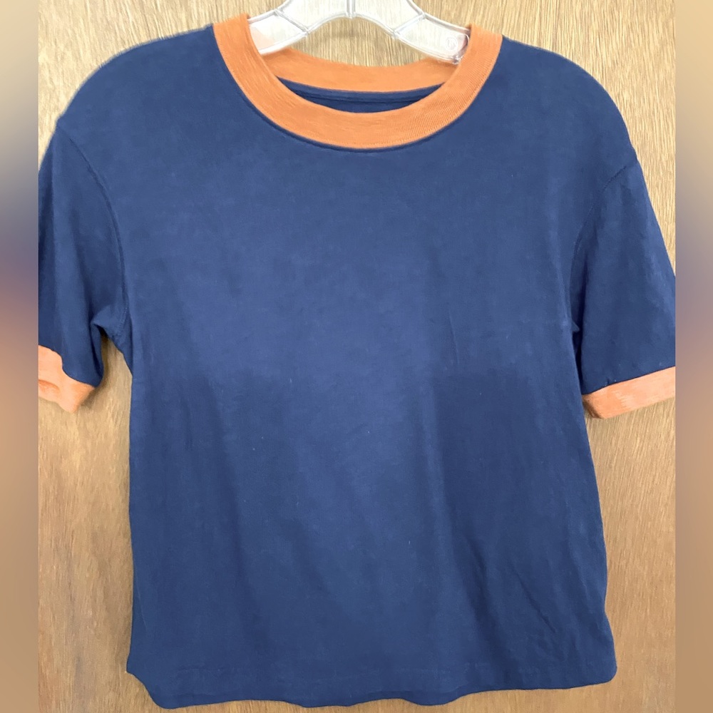 Madewell navy blue boxy crop tshirt